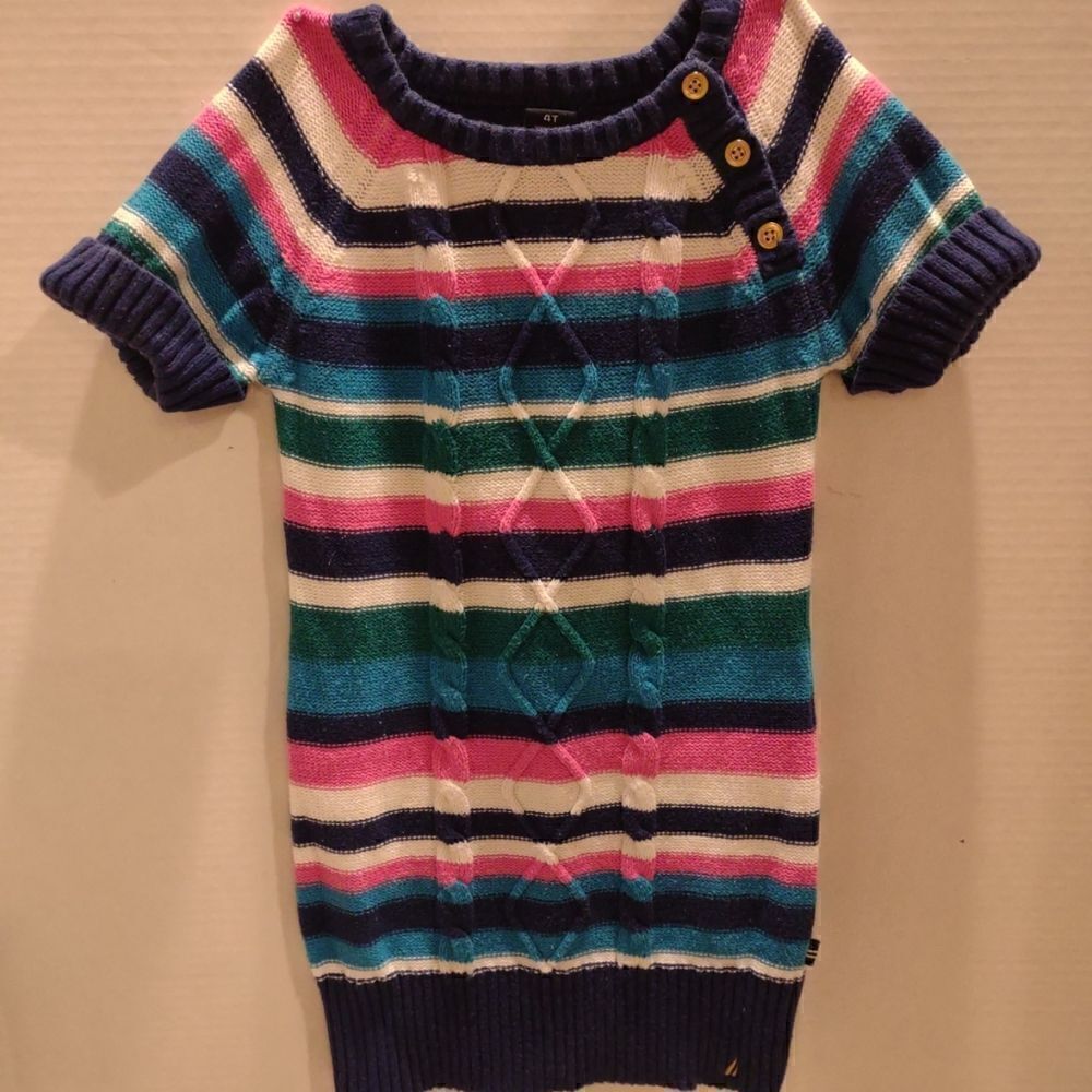👍 Nautica Toddler Sweater Dress 4T. Cotton Knit.  K1